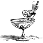Vektortegning fugl på cocktailglass