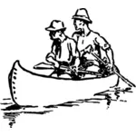 Canoa con immagine vettoriale viaggiatori