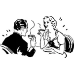 Illustration vectorielle de couple buvant un café