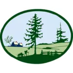 Country scene with a farmer vector image