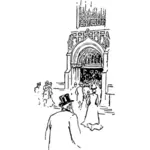 Entering cathedral vector illustration