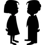 Girl and boy vector silhouette