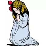 वेक्टर युवा प्रार्थना कर रही लड़की का चित्रण