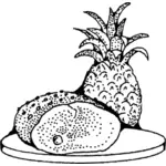 Ham met ananas vector tekening