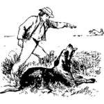 Zajíc a pes vektorové ilustrace