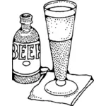 Lager beer and glass vector drawing