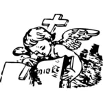 little angel and Bible vector