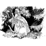 Lady lost in the woods vector graphics