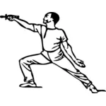 Lunge parry in fencing vector art