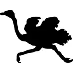 Struisvogel silhouet vector tekening