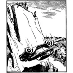 Vector image of car over cliff