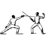 Vector illustration of sixte parry in fencing