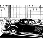 Ilustracja wektorowa końcowy samochodu na linii montażowej