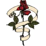 Rose with scroll vector drawing