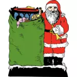 Noel Baba ile bir çanta vektör