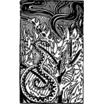 Illustration de serpent et de flammes