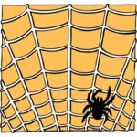 Vektorritning av spindel på ett spindelnät