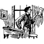 Historische vector afbeelding van een mens het lezen van een bericht