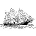 Grote oude zeilen schip vector afbeelding