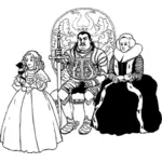 Vector drawing of the knights family sitting