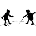 Two men with canes vector clip art