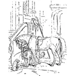 Hunde und ein Pferd Vektor Zeichnung
