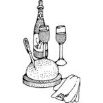 Wine and bread vector drawing