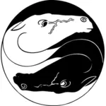 Vector clip art of Ying Yang sign with horse