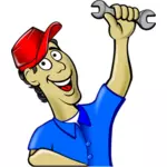 Vektor-ClipArt-Grafik der Mechaniker mit einer roten Kappe
