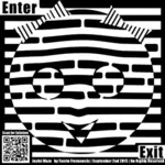 Maze with mild psychedelic face optical illusion drawing