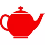 お茶のポットの赤のシルエット ベクトル クリップ アート