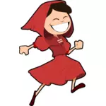 Springen meisje gekleed in rood vector afbeelding