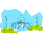 Vector de atracción turística Mahal Taj dibujo