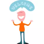 Vector clip art of male character saying welcome