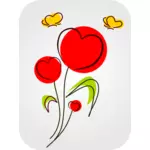 Blommor med hjärtan vektor ClipArt