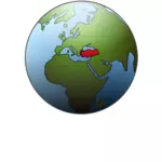 Turkey location on globe vector illustration