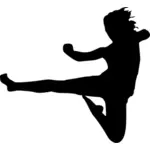 Karate girl vektorové siluetu obrázek