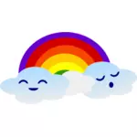 Lindas nubes con vector de la imagen del arco iris