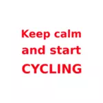 Kalmte bewaren & start fietsen rode en witte teken vectorafbeeldingen