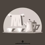 Kettle and two cups
