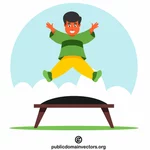 Kid jumping on a trampoline