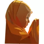 Vector illustration of young woman praying