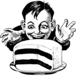 Kid verlangen naar een verjaardag cake vector tekening
