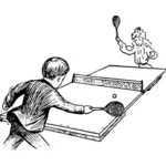 Niños y mesa de ping pong