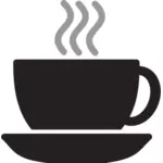 Vector de desen de abur ceaşcă de cafea sau ceai cu farfurie