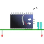 Computer processor sleeping vector drawing