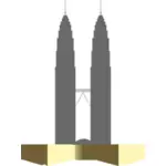 Petronas Twin Towers siluetti vektori piirustus