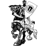 Knight on wild horse vector clip art
