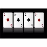 Image vectorielle de quatre cartes à jouer ace sur fond noir
