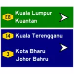 Maleisische verkeersbord naar Kuala Lumpur vectorillustratie